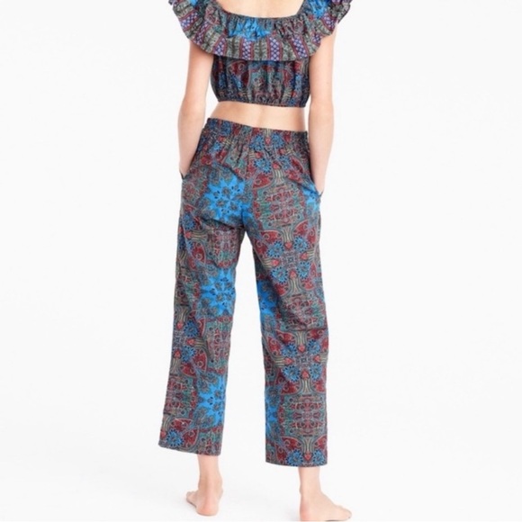 Sz S J. Crew 100% Cotton Boho Multicolor Cropped Paisley Print Pants EUC - Picture 6 of 6